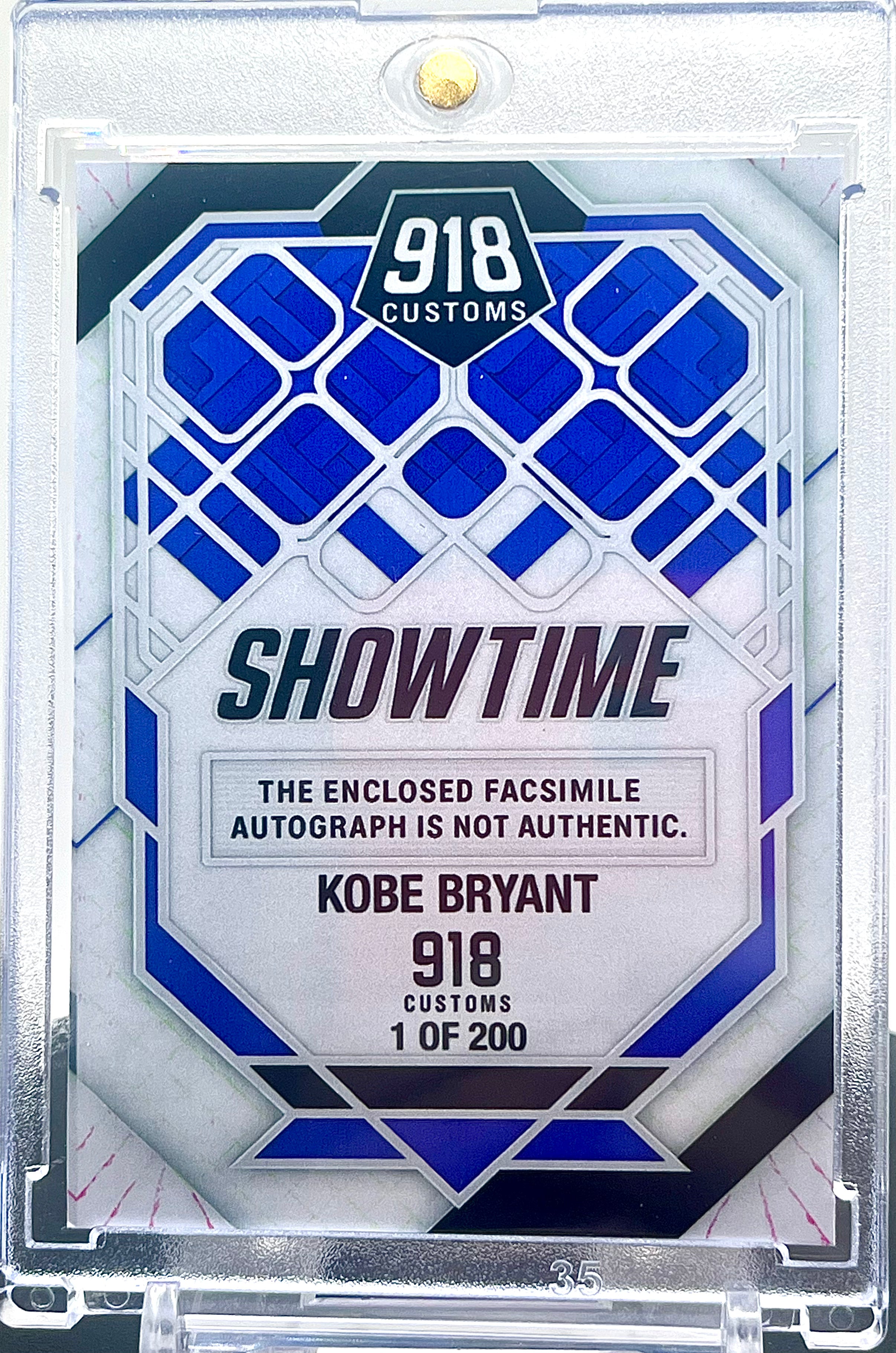 Kobe Bryant SP "Showtime" Custom Cracked Ice Holographic Facsimile Auto Limited Edition Novelty Card