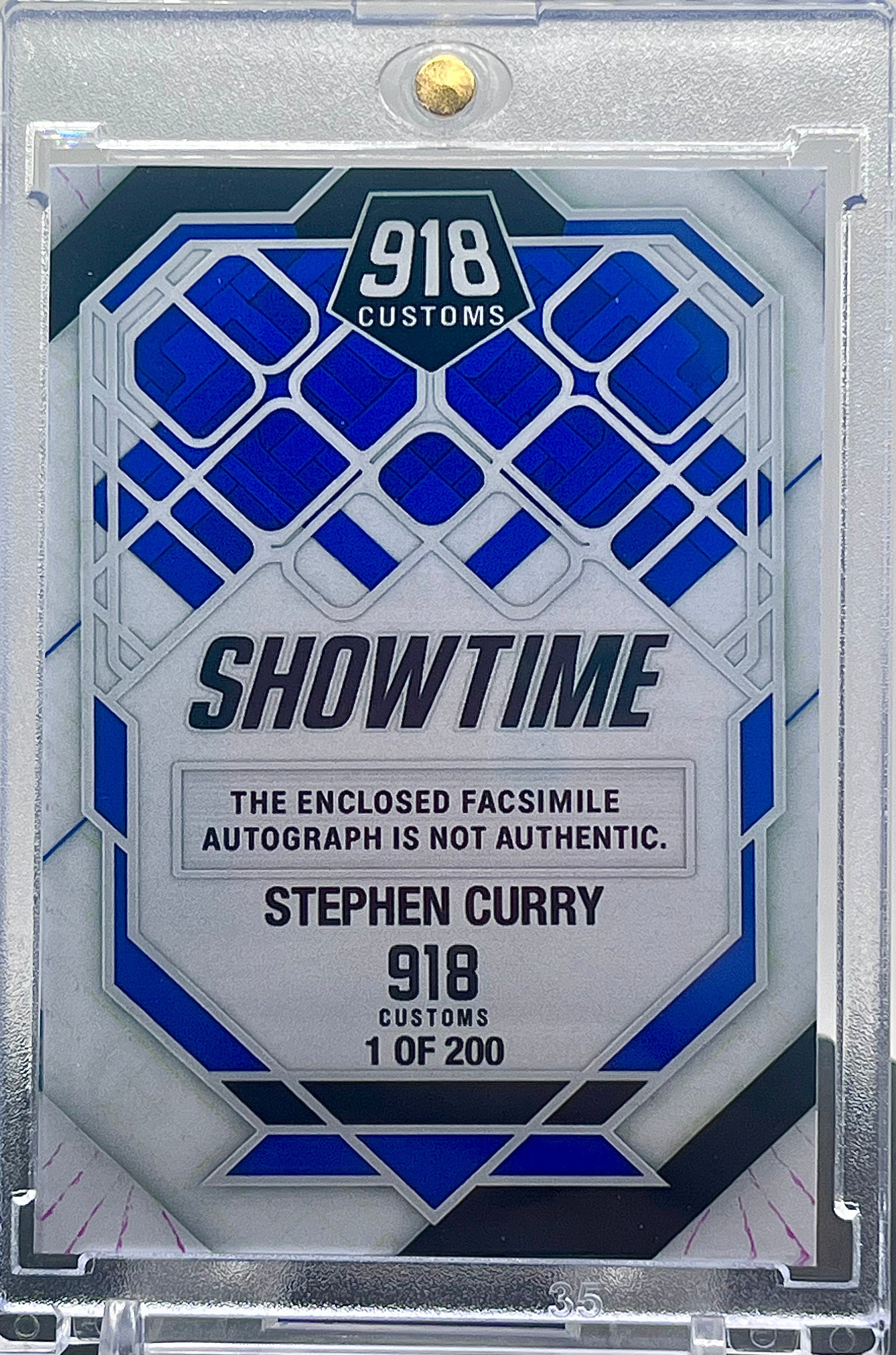 Stephen Curry SP "Showtime" Custom Cracked Ice Holographic Facsimile Auto Limited Edition Novelty Card