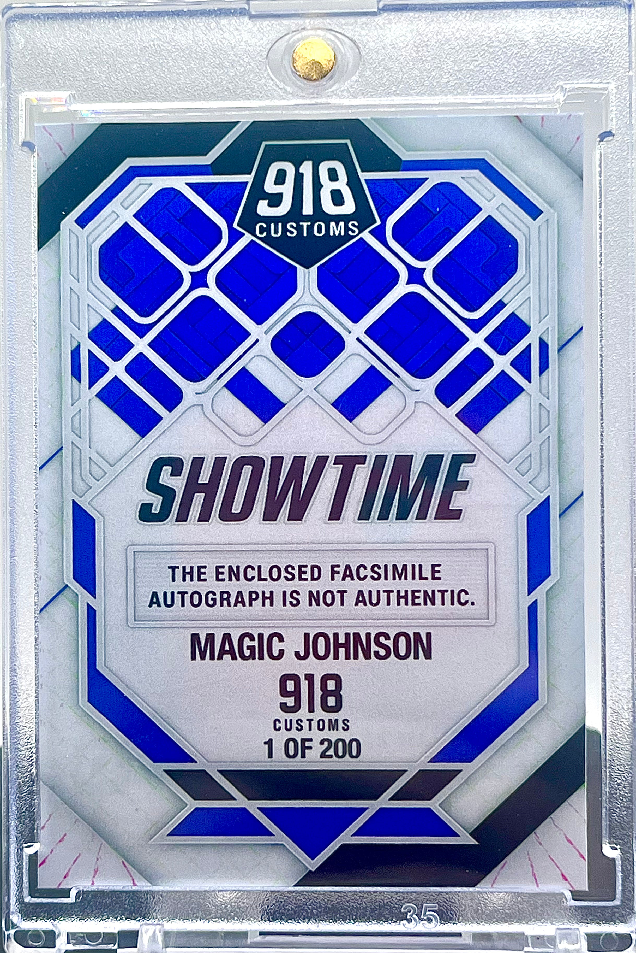 Magic Johnson SP "Showtime" Custom Cracked Ice Holographic Facsimile Auto Limited Edition Novelty Card
