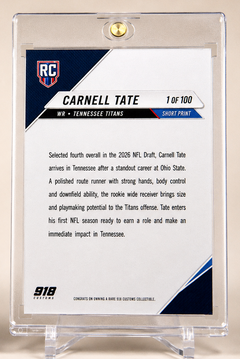 Carnell Tate Titans rookie custom trading card detail by 918 Customs
