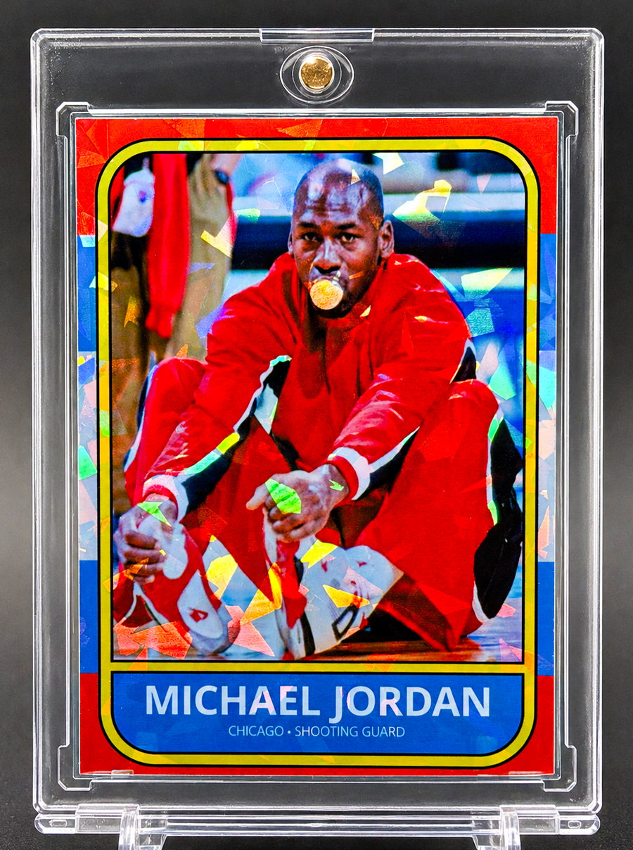 Michael Jordan 1986 bubble gum-style cracked ice holographic 2-card set by 918 Customs