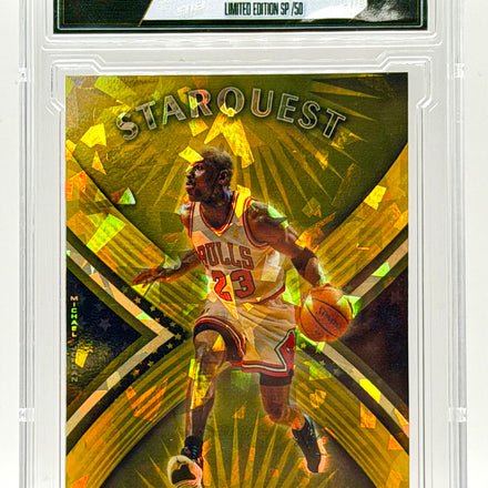Michael Jordan Gold Cracked Ice Holo SP Card /50 – Hand Numbered Starquest Custom Slab – 918 Customs Limited Edition