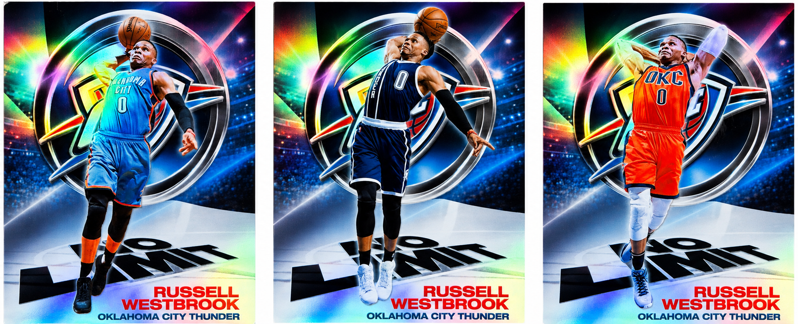 Russell Westbrook "No Limit" Holographic Card Set (3 Cards) – Oklahoma City Thunder Custom Holo Collection – 918 Customs Limited Edition