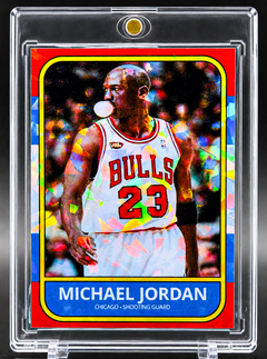 Michael Jordan 1986 bubble gum-style holographic custom card set detail by 918 Customs