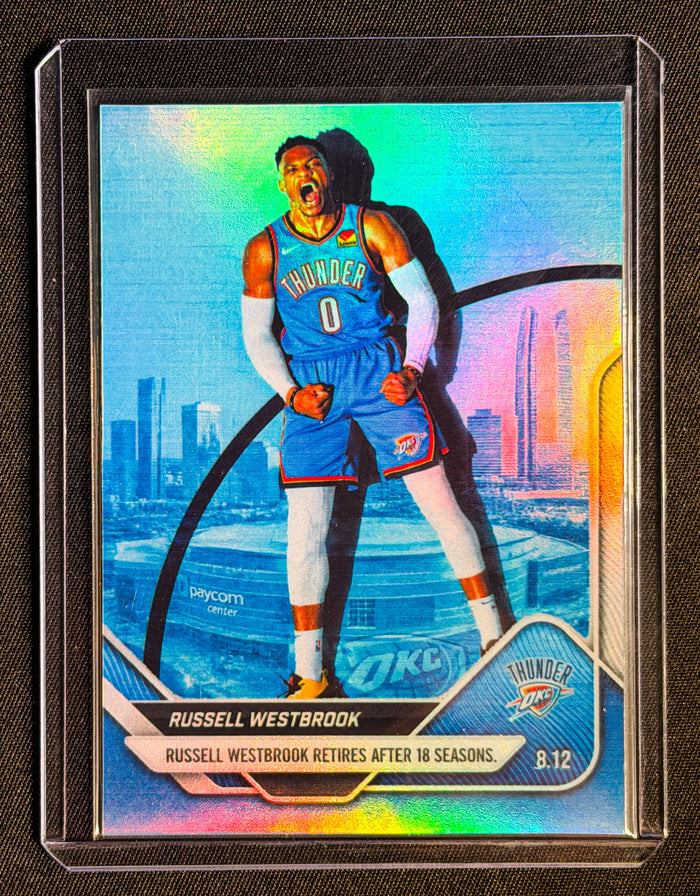Russell Westbrook OKC retirement tribute holographic custom trading card by 918 Customs