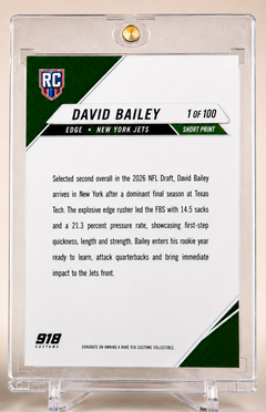 David Bailey Jets rookie custom trading card detail by 918 Customs
