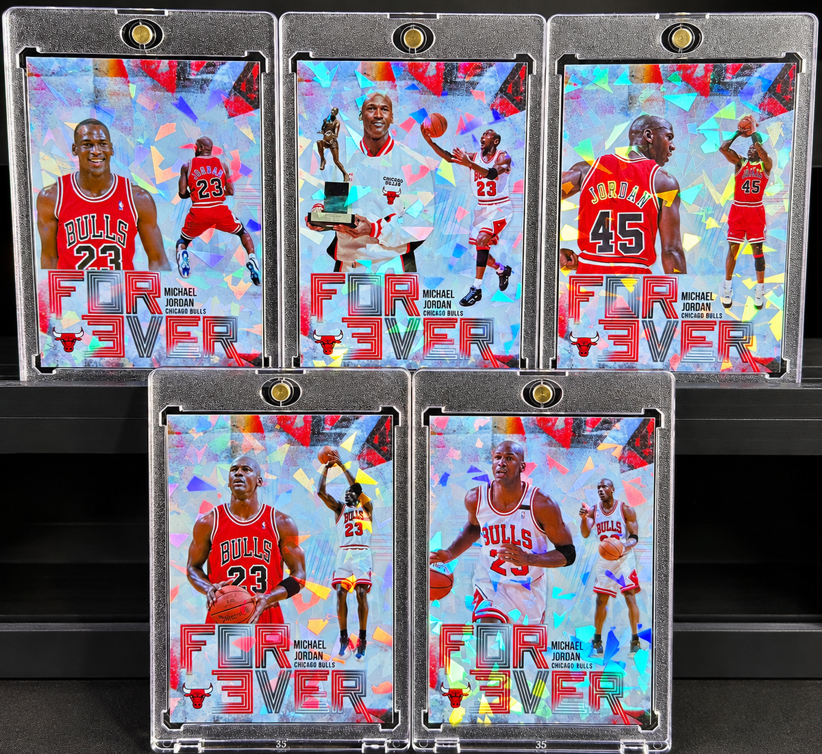 Michael Jordan “Forever” 5-Card Custom Set – Cracked Ice Holo Limited Edition