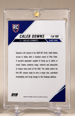 Caleb Downs Cowboys rookie custom trading card detail by 918 Customs