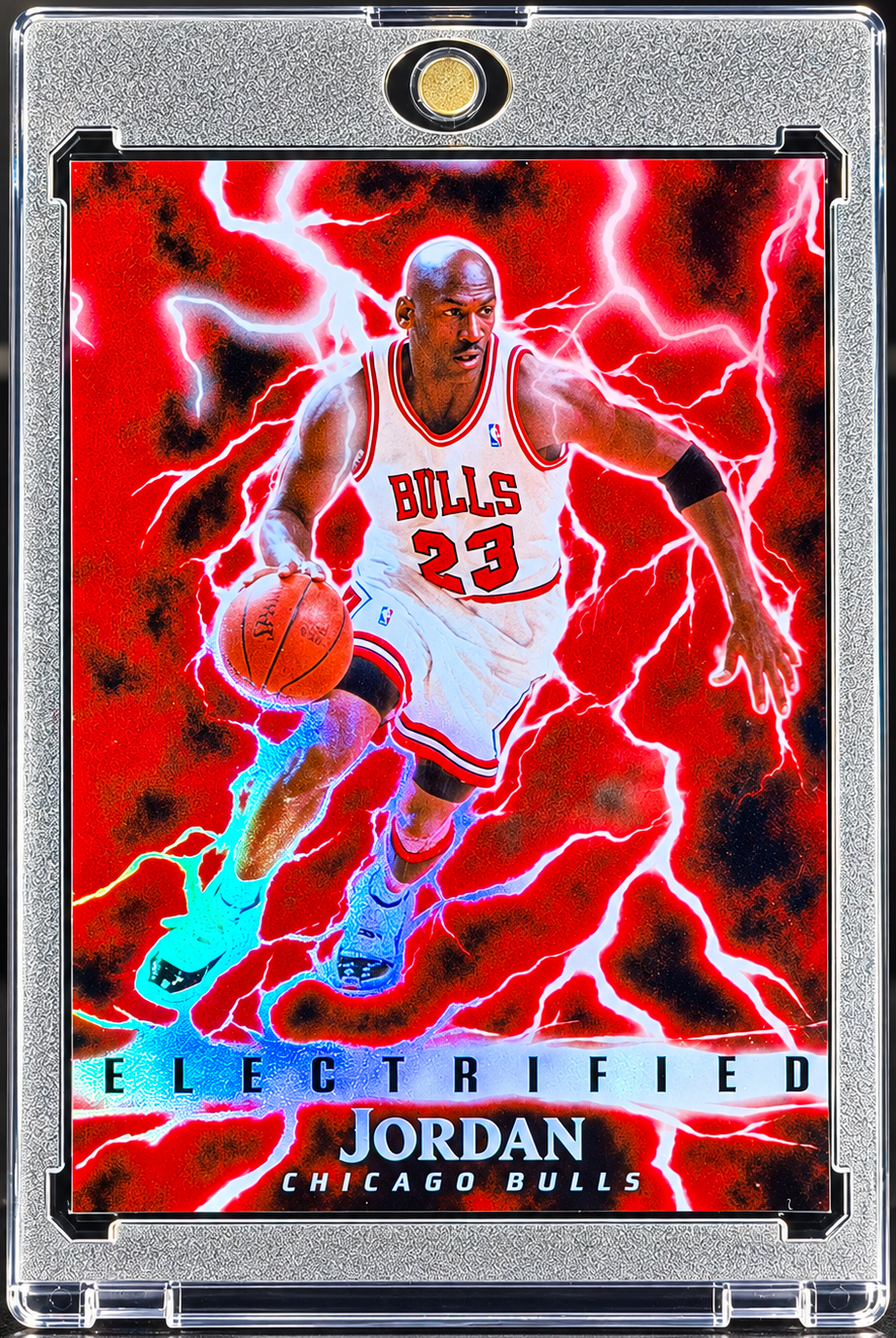 Michael Jordan Red Electrified Custom Holographic Card | Chicago Bulls