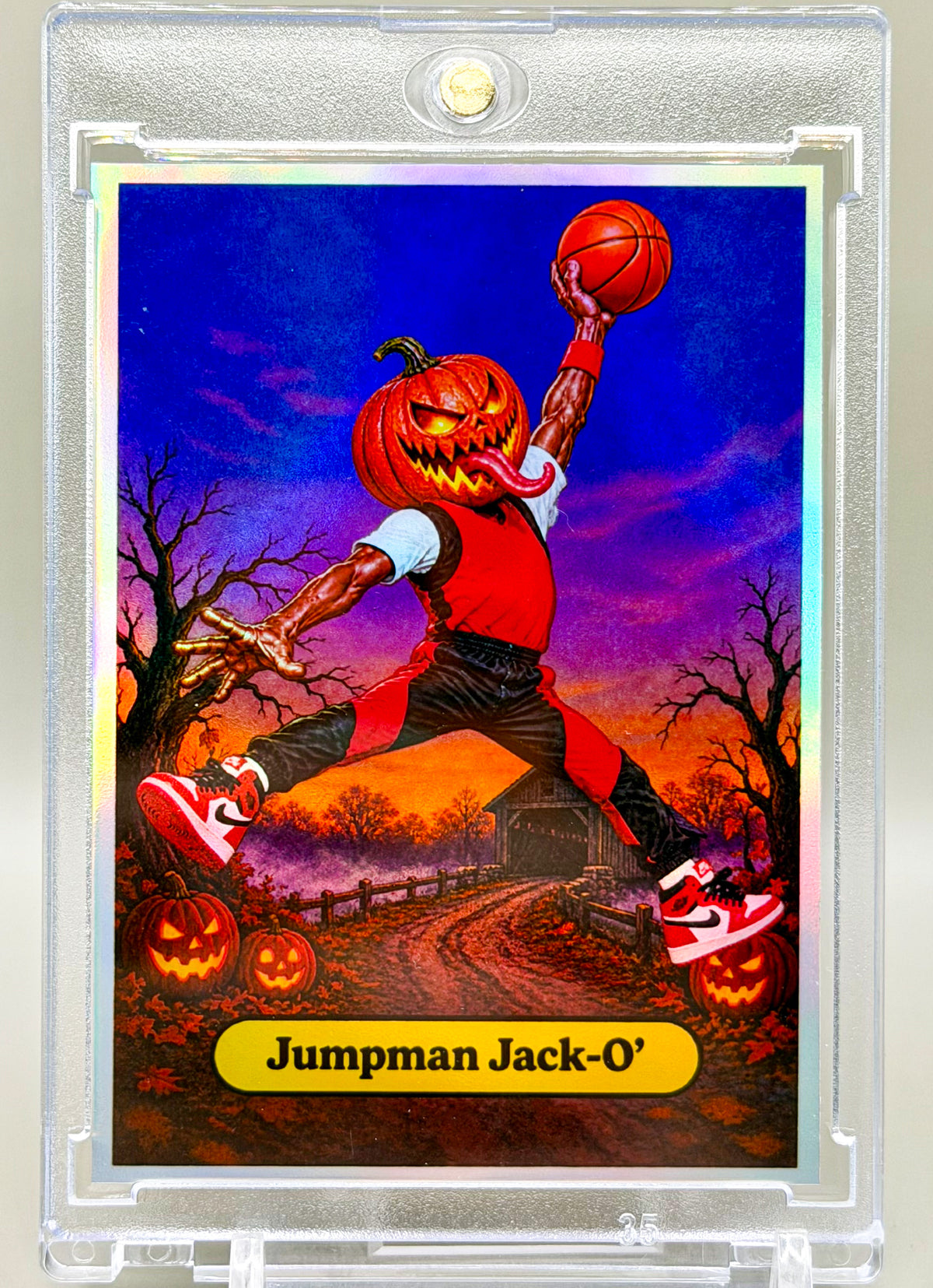 Jumpman Jack-O’ Air Scares Holo Custom Card /25 – MJ Halloween Collectible