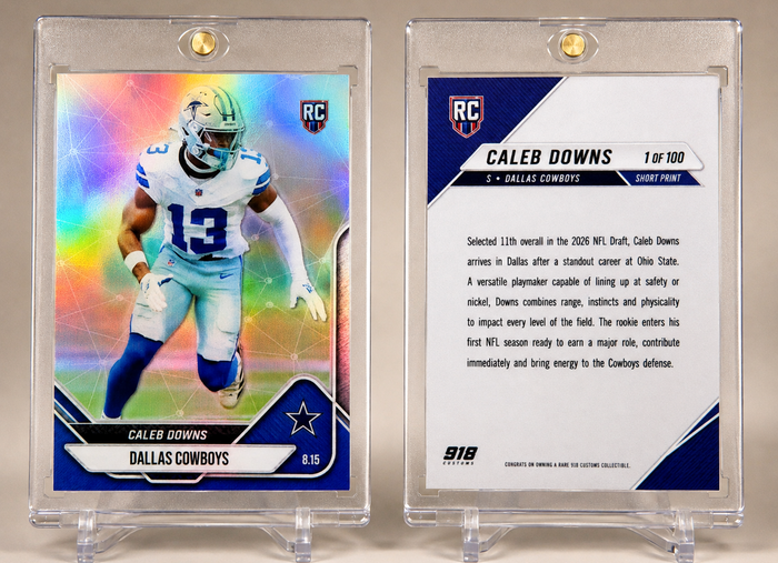 Caleb Downs Dallas Cowboys holographic rookie custom card /100 by 918 Customs