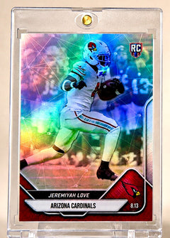 Jeremiyah Love Cardinals rookie holographic card alternate view by 918 Customs