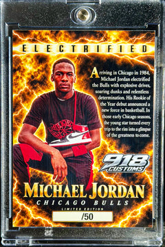 Michael Jordan Rookie Era Gold Holo Electrified Custom Card – Hand-Numbered /50 | 918 Customs