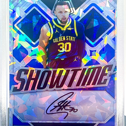 Stephen Curry SP "Showtime" Custom Cracked Ice Holographic Facsimile Auto Limited Edition Novelty Card