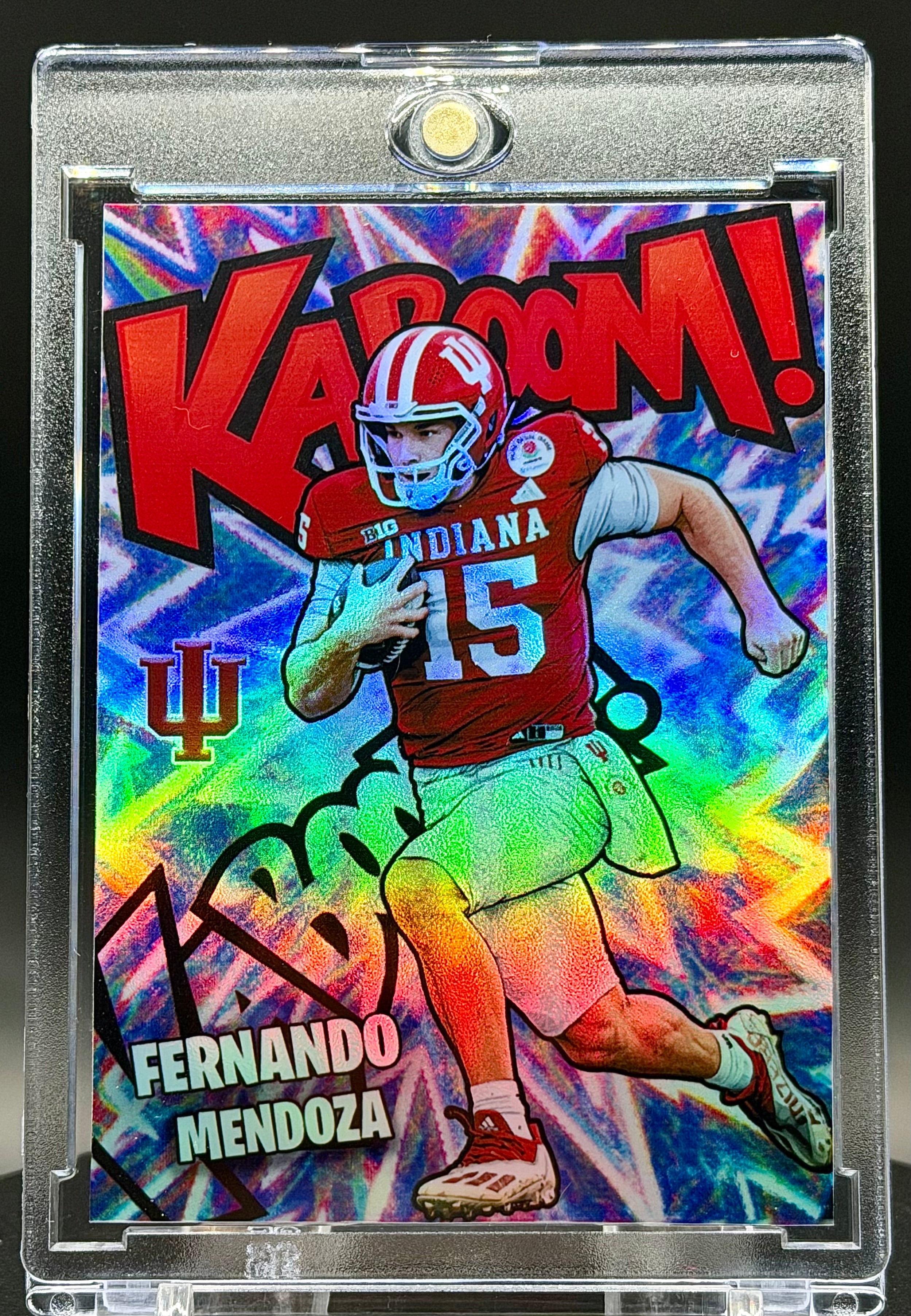 Fernando Mendoza SP Kaboom Custom Holographic 2 Card Lot | Indiana Hoosiers Football Collectible Cards