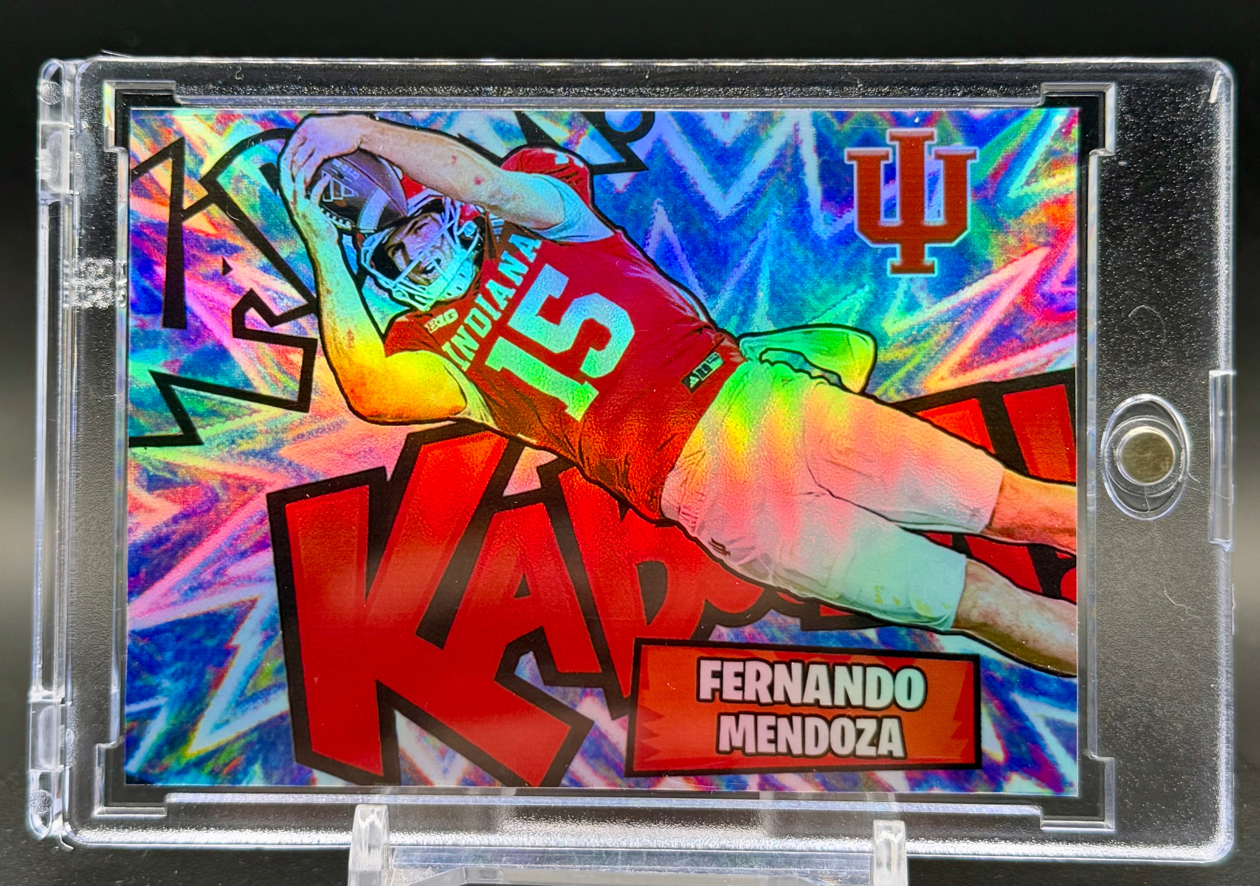 Fernando Mendoza SP Kaboom Custom Holographic 2 Card Lot | Indiana Hoosiers Football Collectible Cards