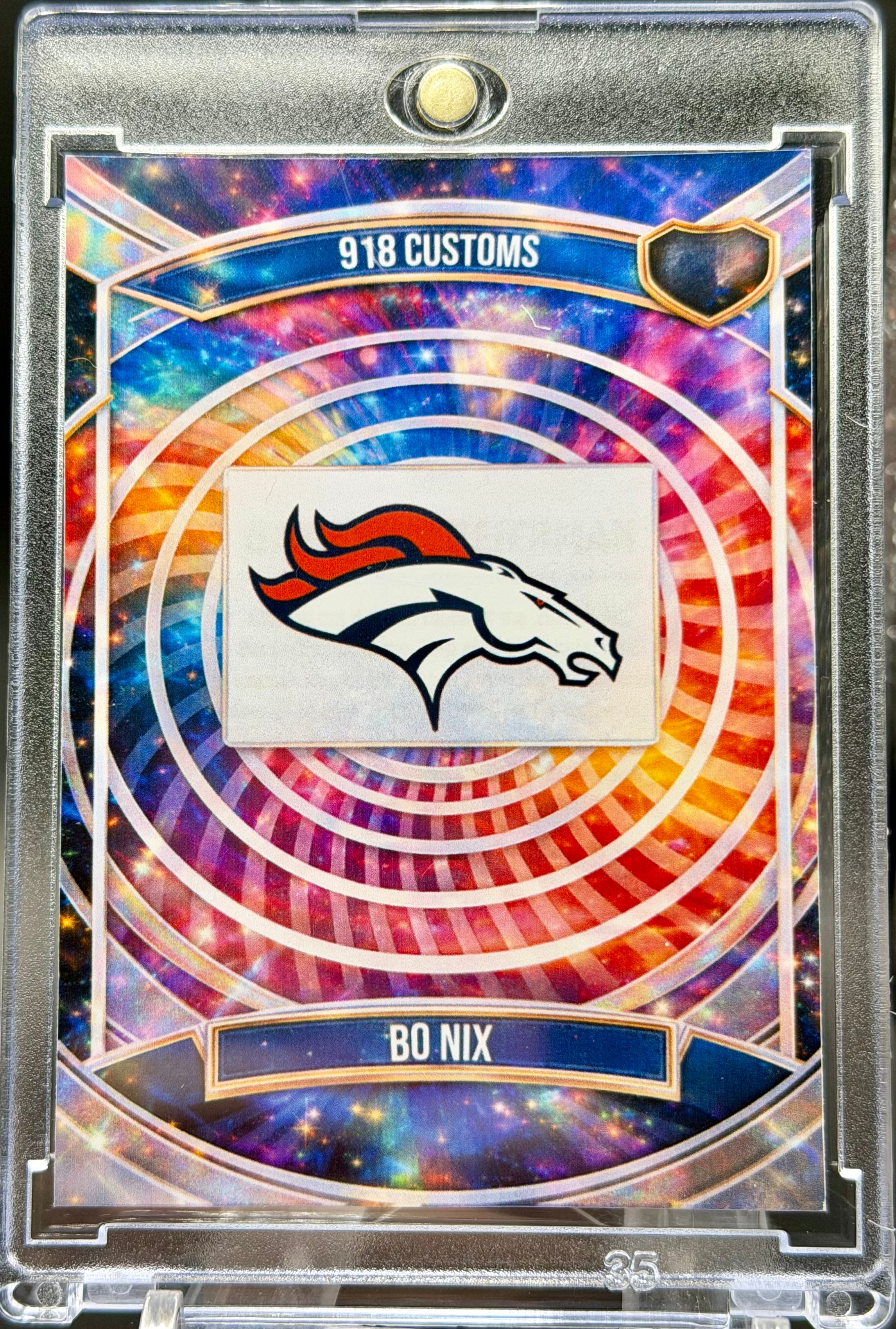 Bo Nix Color Wheel Holographic SP – Denver Broncos Custom Football Trading Card | 918 Customs