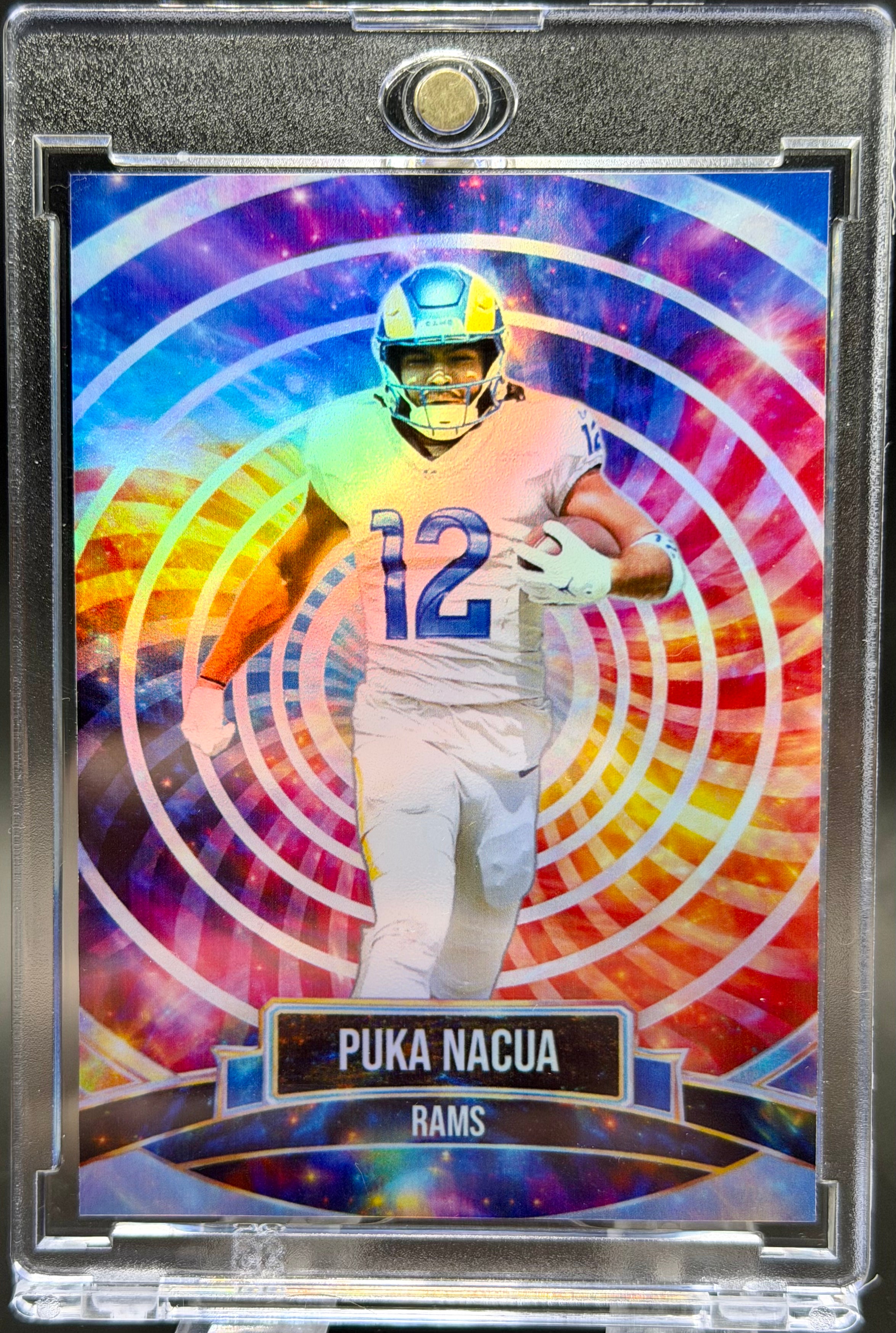 Puka Nacua Color Wheel Holographic SP – Los Angeles Rams Custom Football Trading Card | 918 Customs