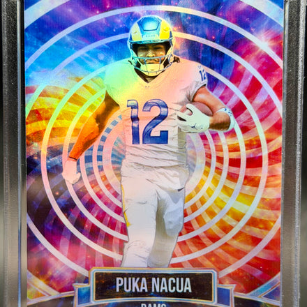 Puka Nacua Color Wheel Holographic SP – Los Angeles Rams Custom Football Trading Card | 918 Customs