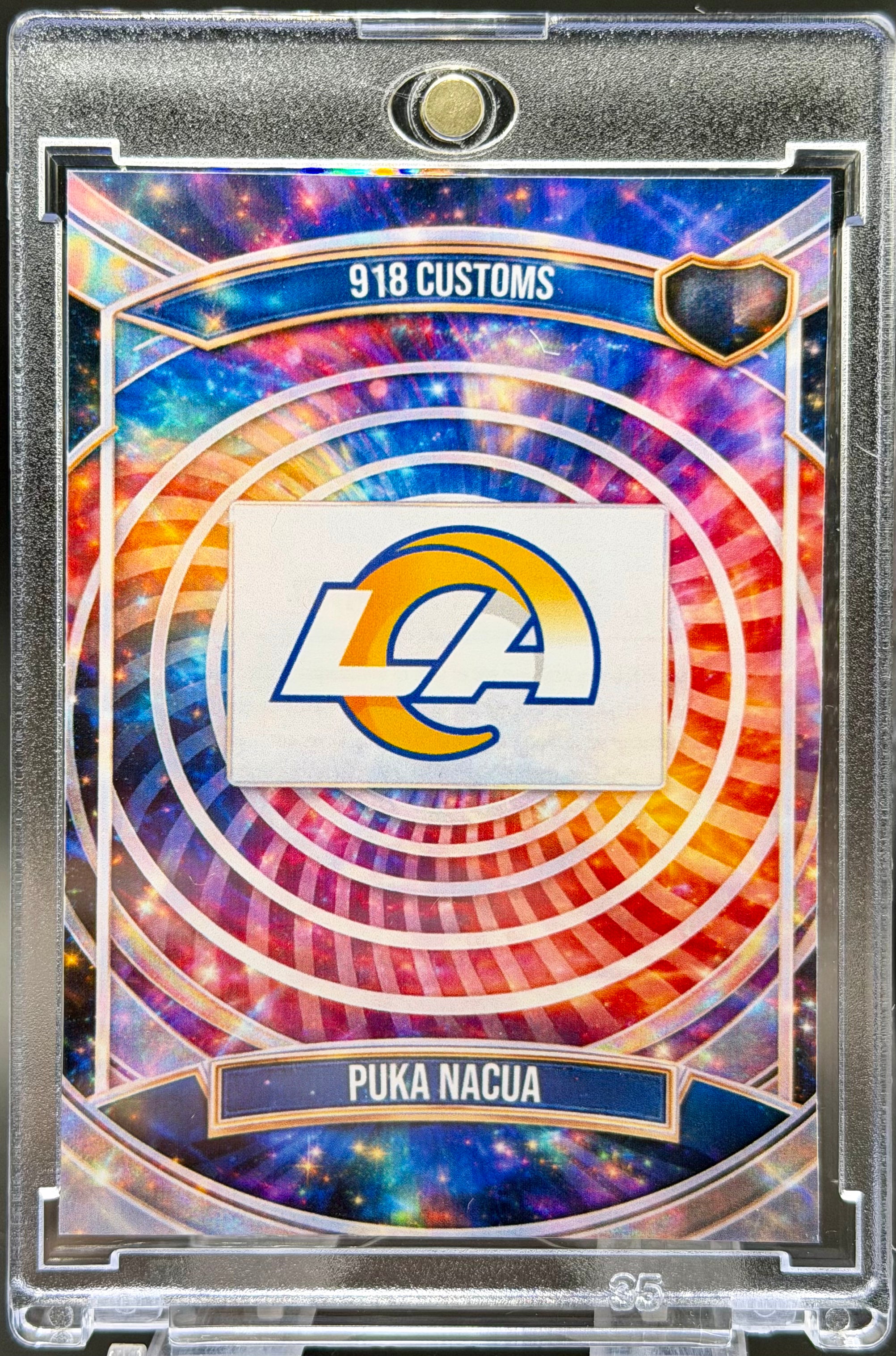 Puka Nacua Color Wheel Holographic SP – Los Angeles Rams Custom Football Trading Card | 918 Customs