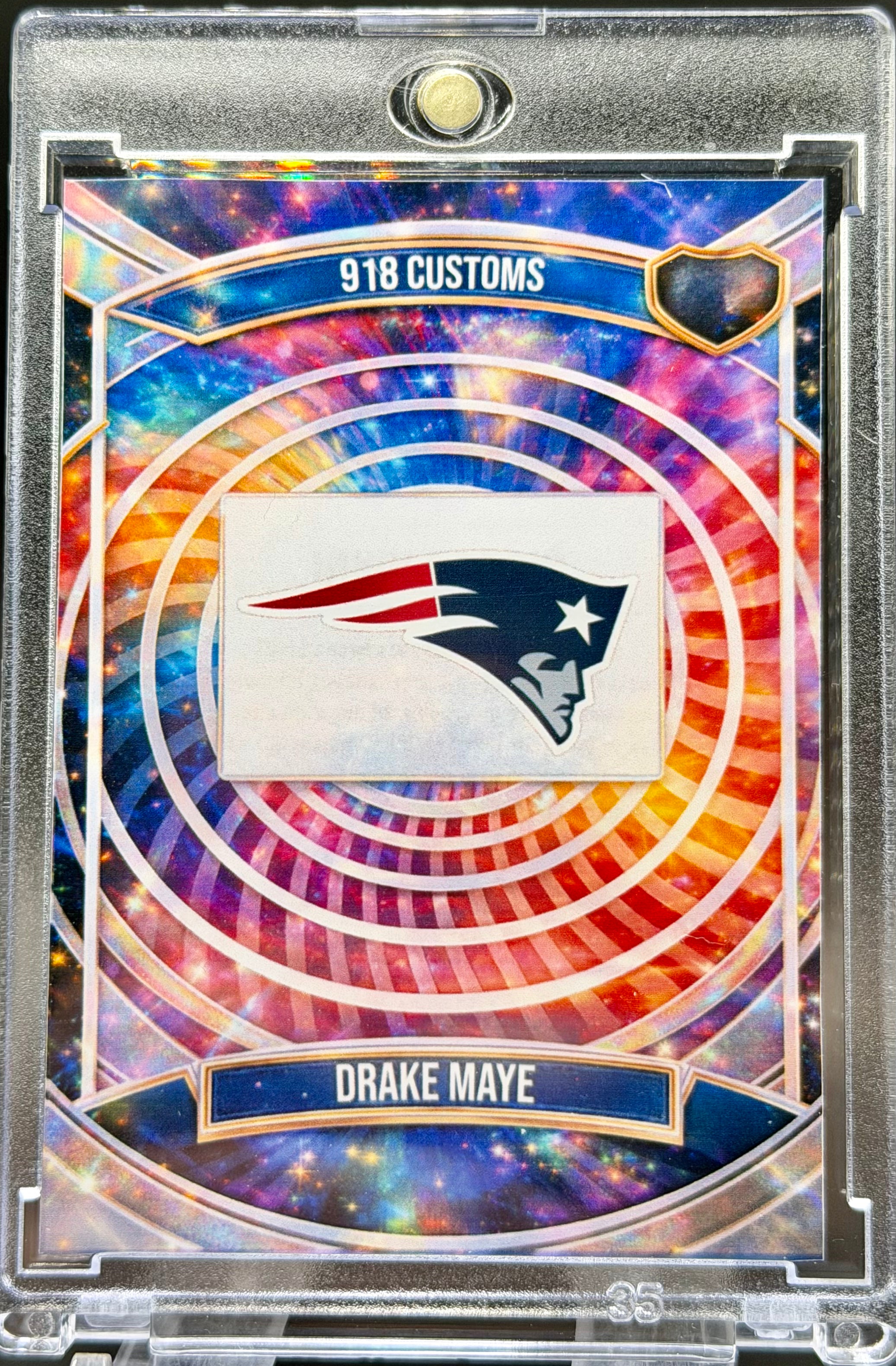 Drake Maye Color Wheel Holographic SP – New England Patriots Custom Football Trading Card | 918 Customs