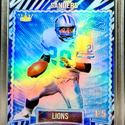 Barry Sanders Zebra Holographic SP 1/5 – Detroit Lions Custom Football Trading Card | 918 Customs