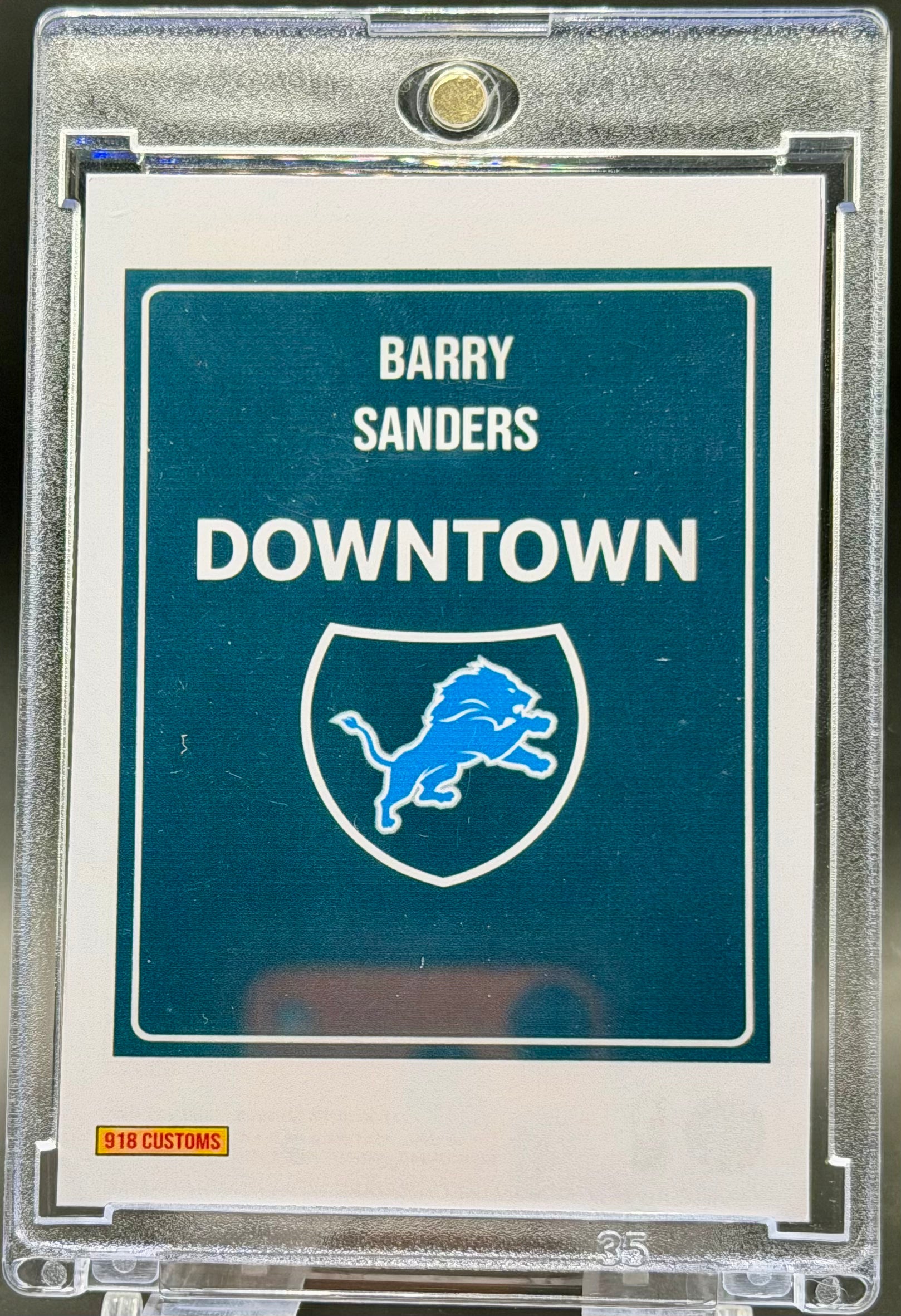 Barry Sanders Downtown Holographic SP – Detroit Lions Custom Football Trading Card | 918 Customs