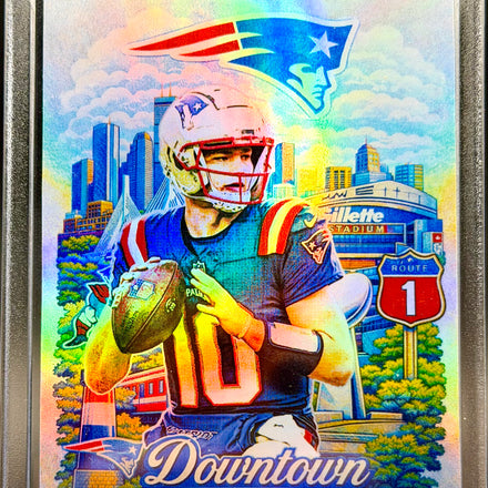 Drake Maye Downtown Holographic SP – New England Patriots Custom Football Trading Card | 918 Customs