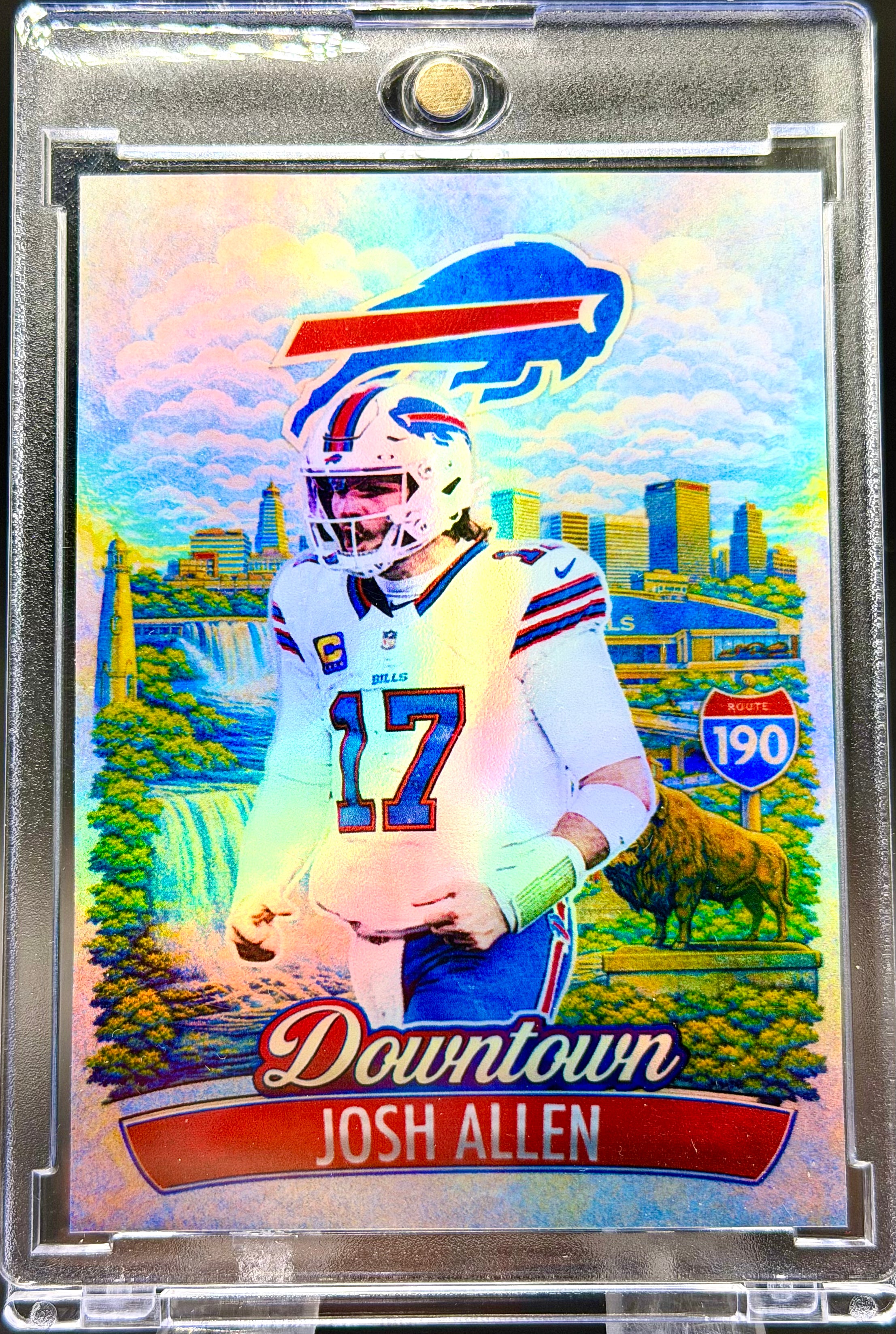 Josh Allen Downtown Holographic SP – Buffalo Bills Custom Football Trading Card | 918 Customs