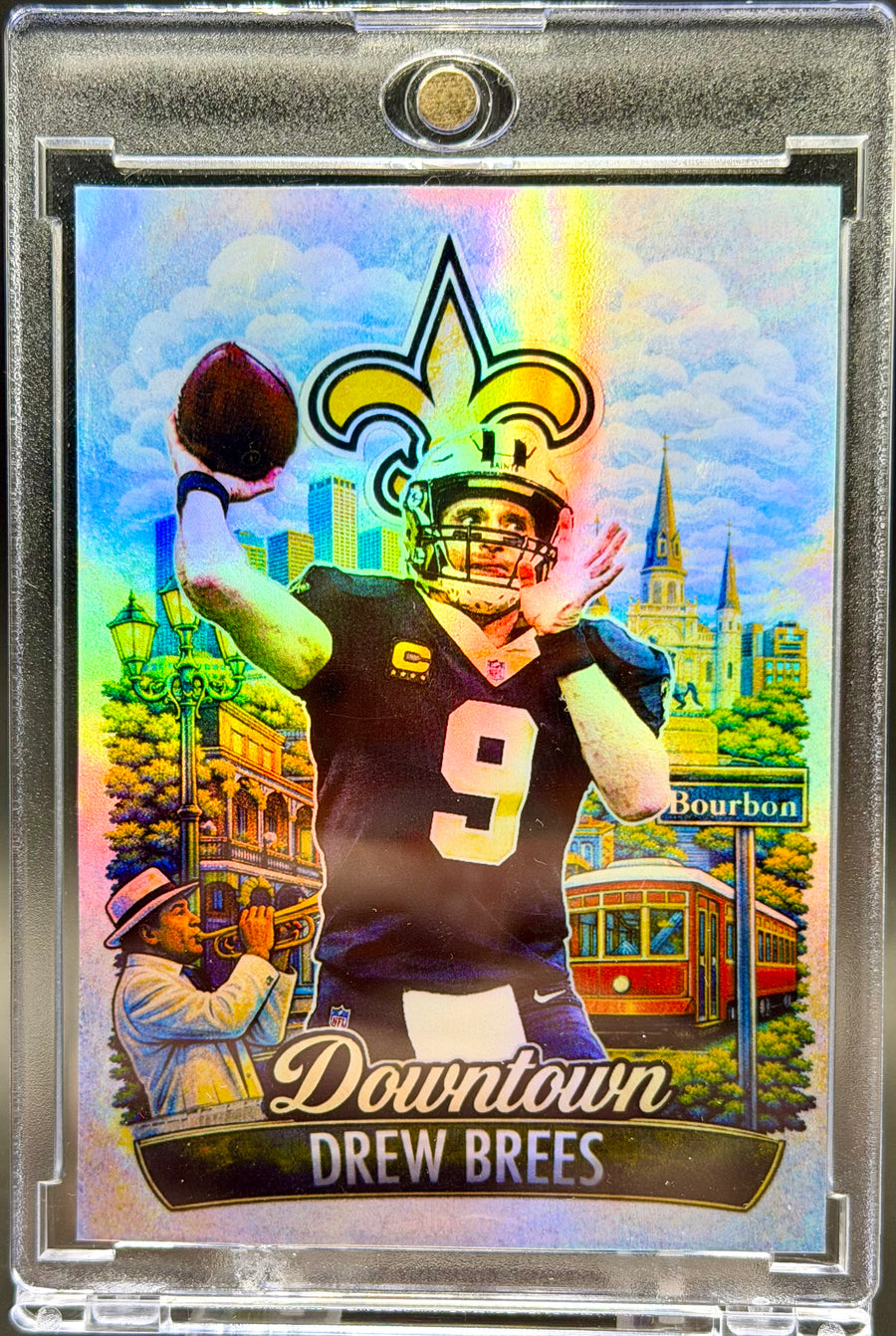 Drew Brees Downtown Holographic SP – New Orleans Saints Custom Football Trading Card | 918 Customs