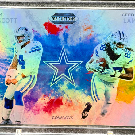 Dak Prescott CeeDee Lamb Dual Color Blast SP Custom Holographic 918 Customs Cowboys Limited Edition Card