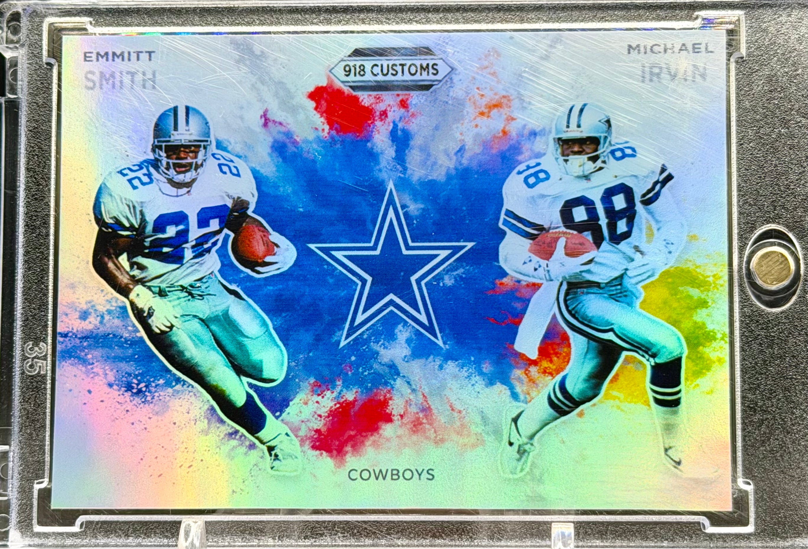 Emmitt Smith & Michael Irvin Dual Color Blast SP Custom Holographic 918 Customs Cowboys Limited Edition Card