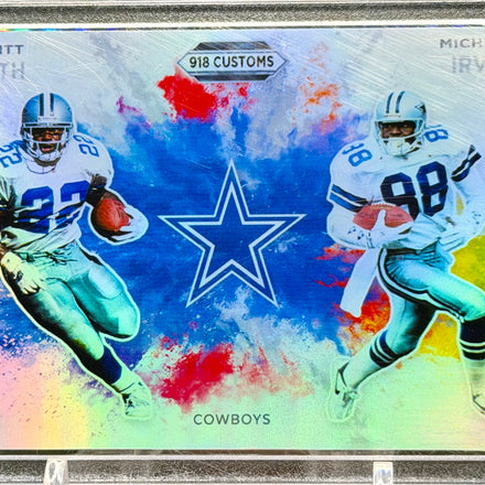 Emmitt Smith & Michael Irvin Dual Color Blast SP Custom Holographic 918 Customs Cowboys Limited Edition Card