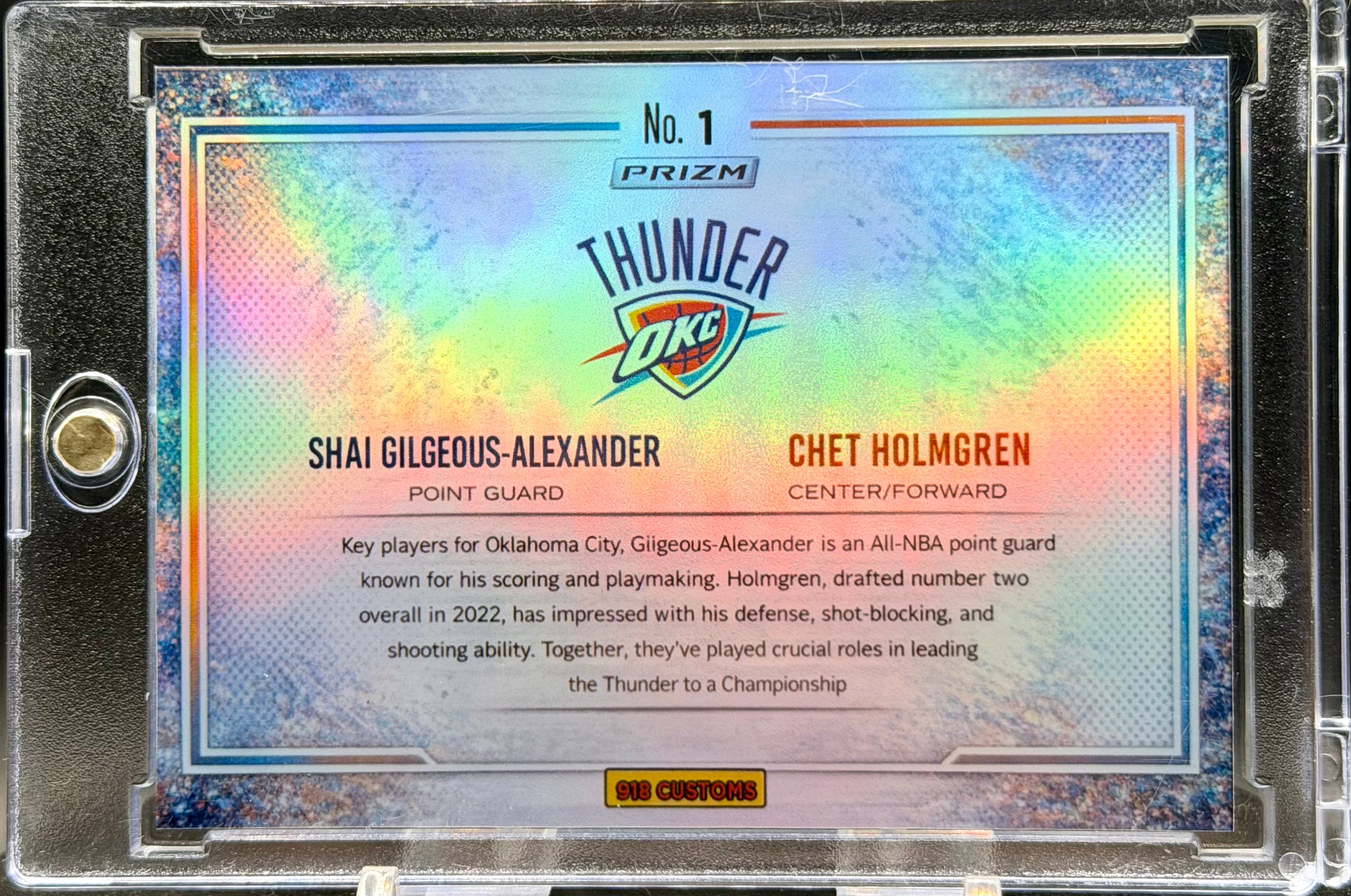 OKC Thunder SGA, Jalen Williams & Chet Holmgren Color Blast Holographic SP Custom Card Set (2) | 918 Customs Limited Edition Collector Cards