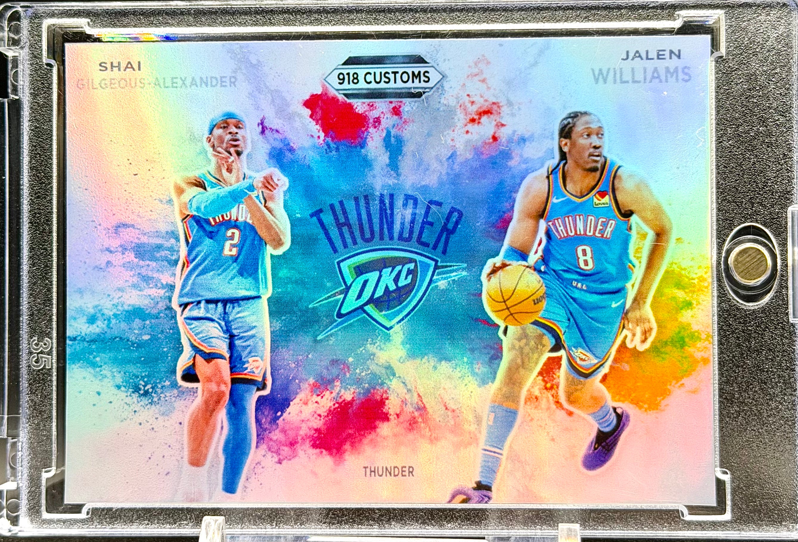 OKC Thunder SGA, Jalen Williams & Chet Holmgren Color Blast Holographic SP Custom Card Set (2) | 918 Customs Limited Edition Collector Cards