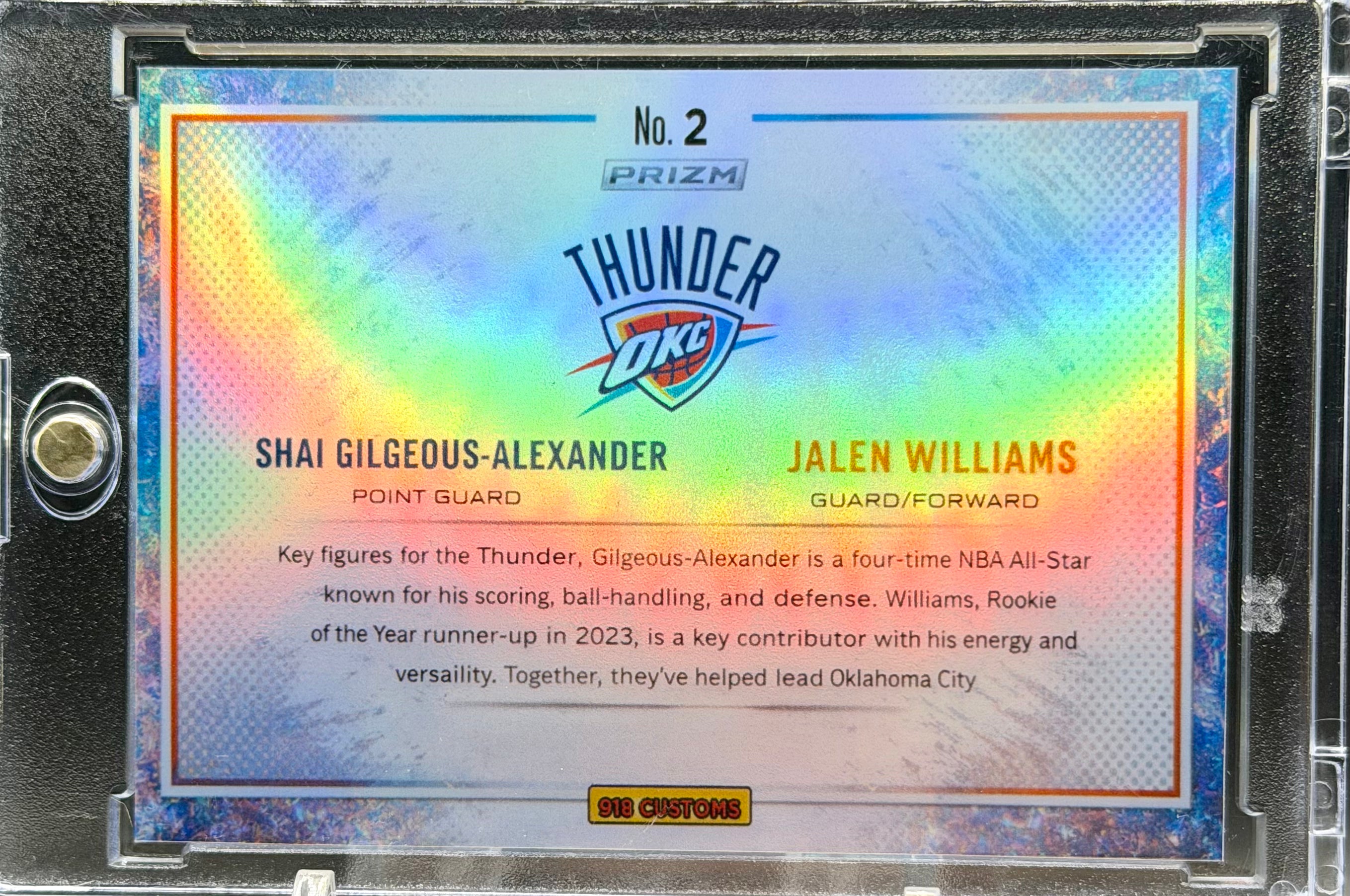 OKC Thunder SGA, Jalen Williams & Chet Holmgren Color Blast Holographic SP Custom Card Set (2) | 918 Customs Limited Edition Collector Cards