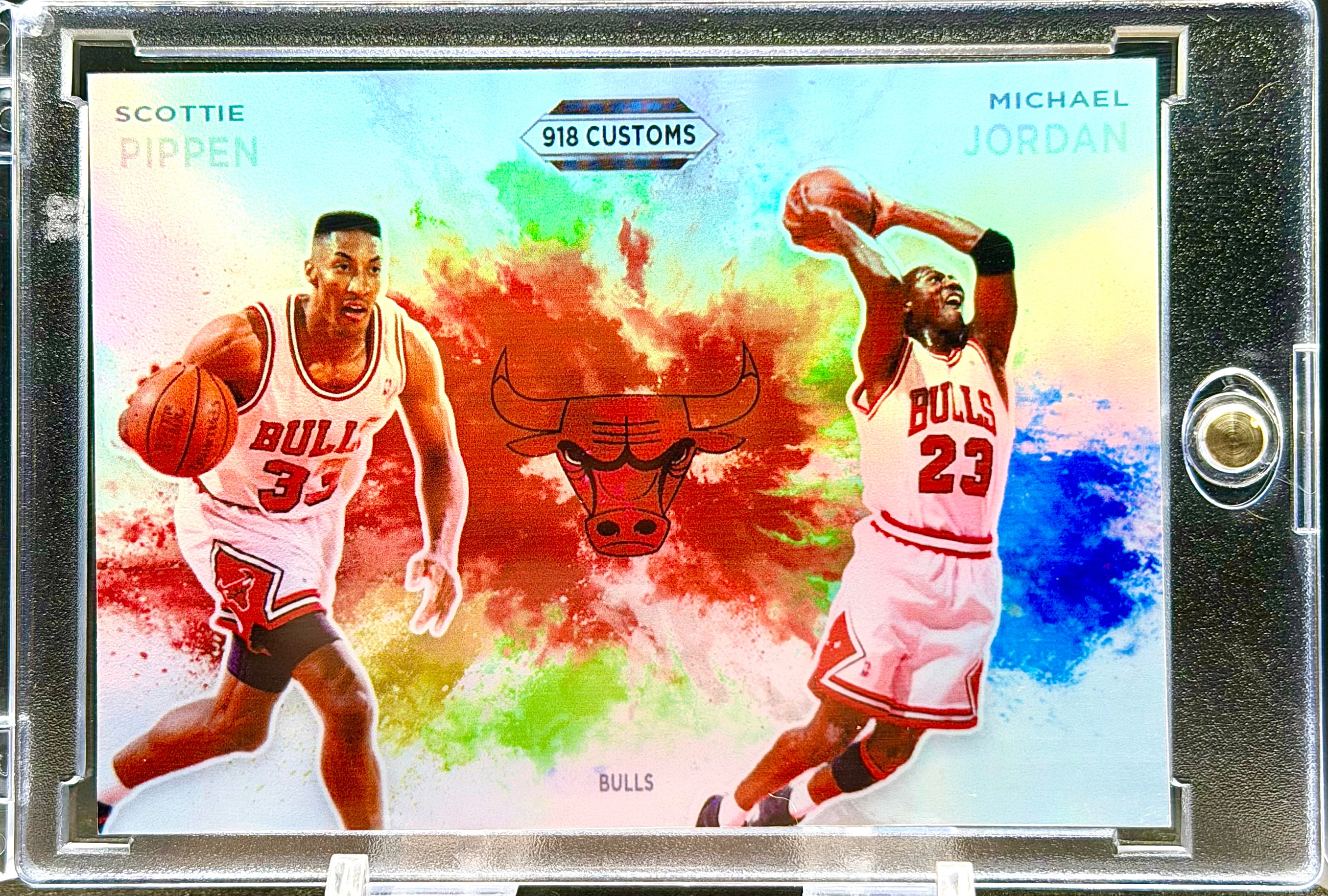 Michael Jordan Scottie Pippen Dual Color Blast SP Custom Holographic 918 Customs Bulls Limited Edition Card