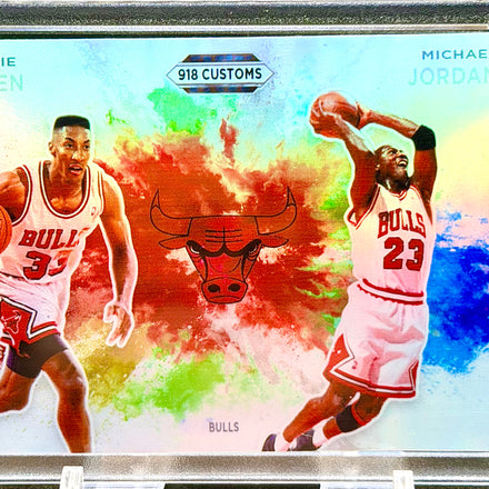 Michael Jordan Scottie Pippen Dual Color Blast SP Custom Holographic 918 Customs Bulls Limited Edition Card