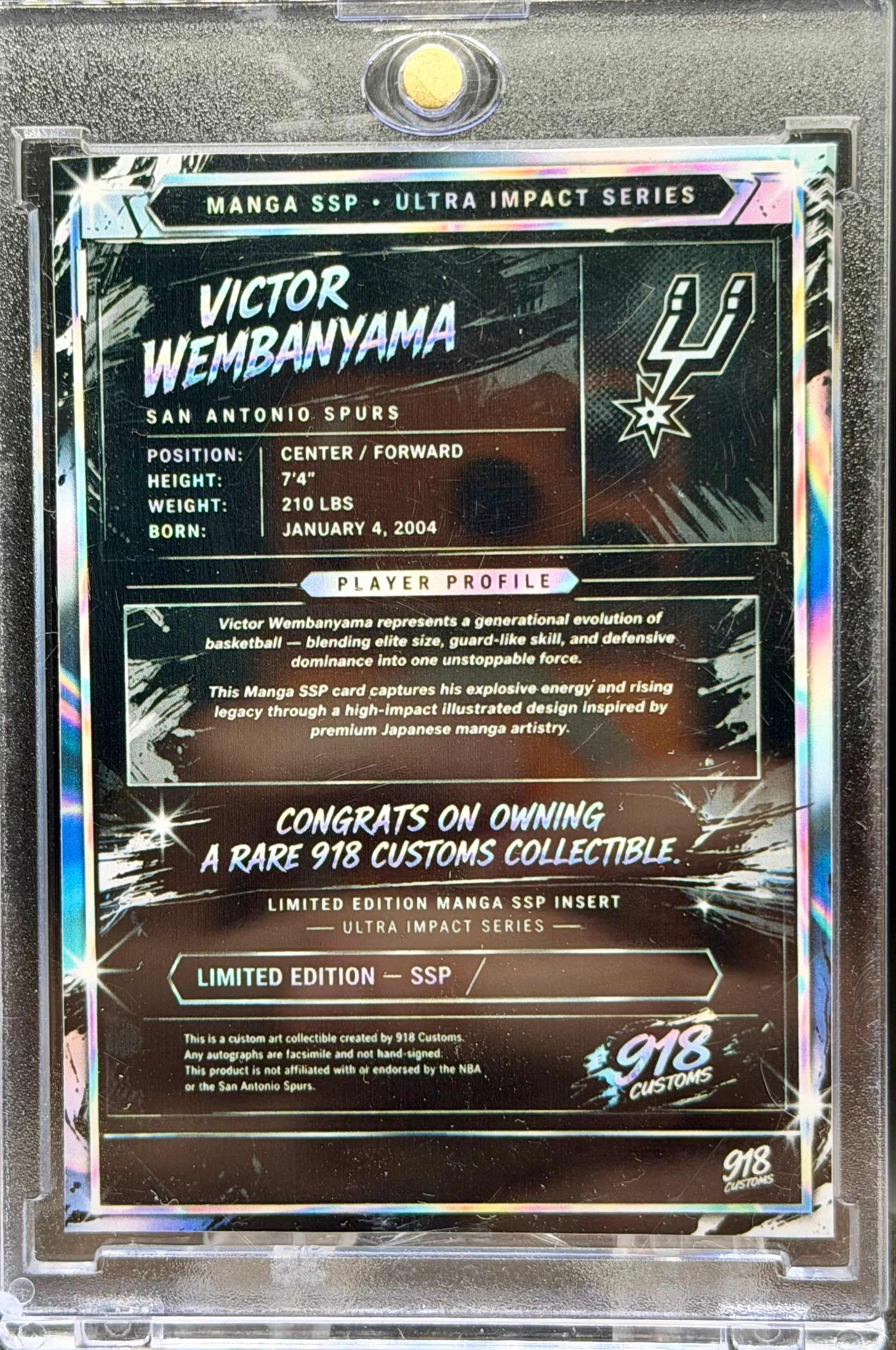 Victor Wembanyama Manga Cracked Ice Holographic Card Lot (6 Cards) – San Antonio Spurs Anime Style SP Collection – 918 Customs Limited Edition Collectible Set
