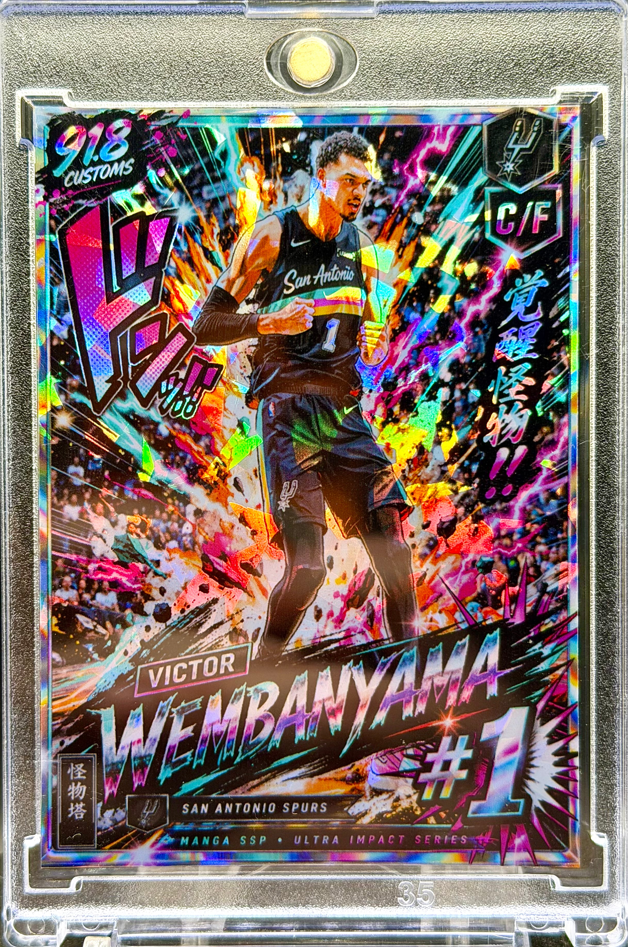 Victor Wembanyama Manga Cracked Ice Holographic Card Lot (6 Cards) – San Antonio Spurs Anime Style SP Collection – 918 Customs Limited Edition Collectible Set