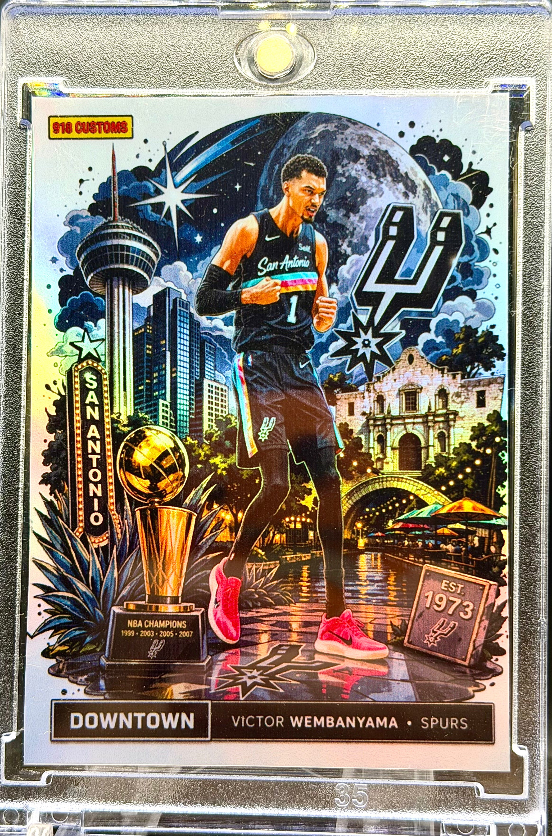Victor Wembanyama Downtown SP Holographic Custom Card Set (2) | Spurs Collector Cards | Limited Edition 918 Customs Wemby