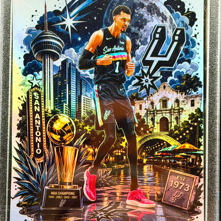 Victor Wembanyama Downtown SP Holographic Custom Card Set (2) | Spurs Collector Cards | Limited Edition 918 Customs Wemby