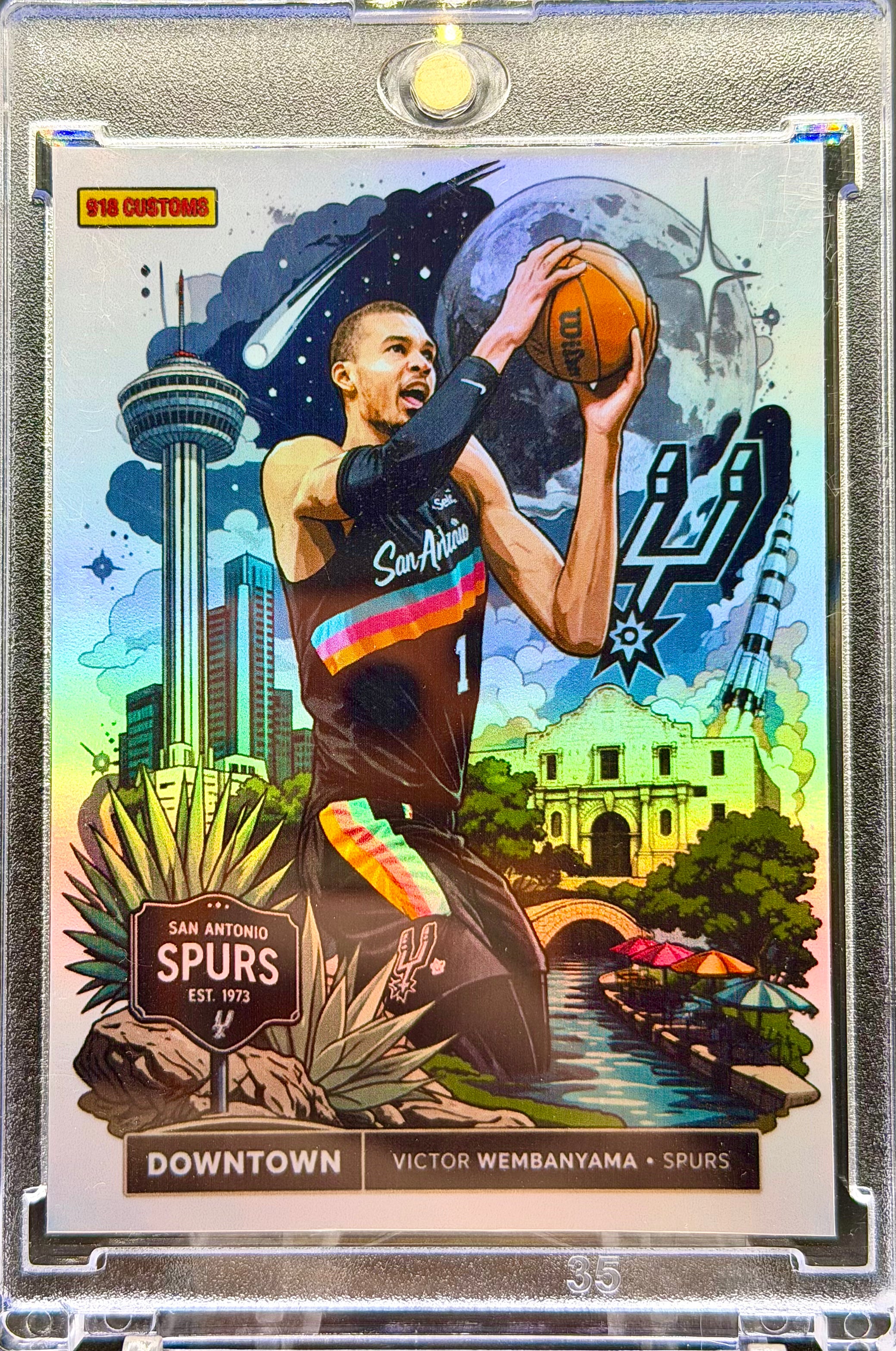 Victor Wembanyama Downtown SP Holographic Custom Card Set (2) | Spurs Collector Cards | Limited Edition 918 Customs Wemby