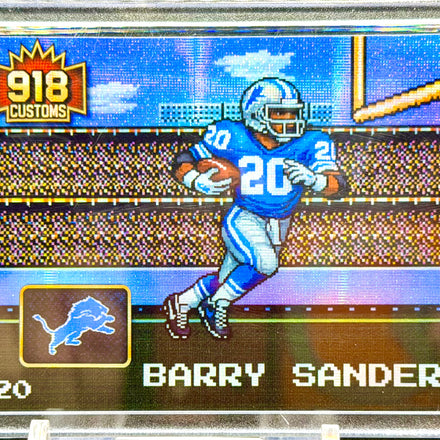 Barry Sanders 8-Bit Holographic SP Card – Detroit Lions Retro Pixel Art – 1/20 Limited Edition – 918 Customs Premium Collectible