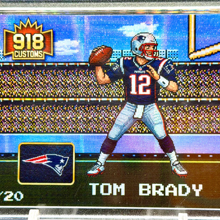 Tom Brady 8-Bit Holographic SP Card – New England Patriots Retro Pixel Art – 1/20 Limited Edition – 918 Customs Premium Collectible
