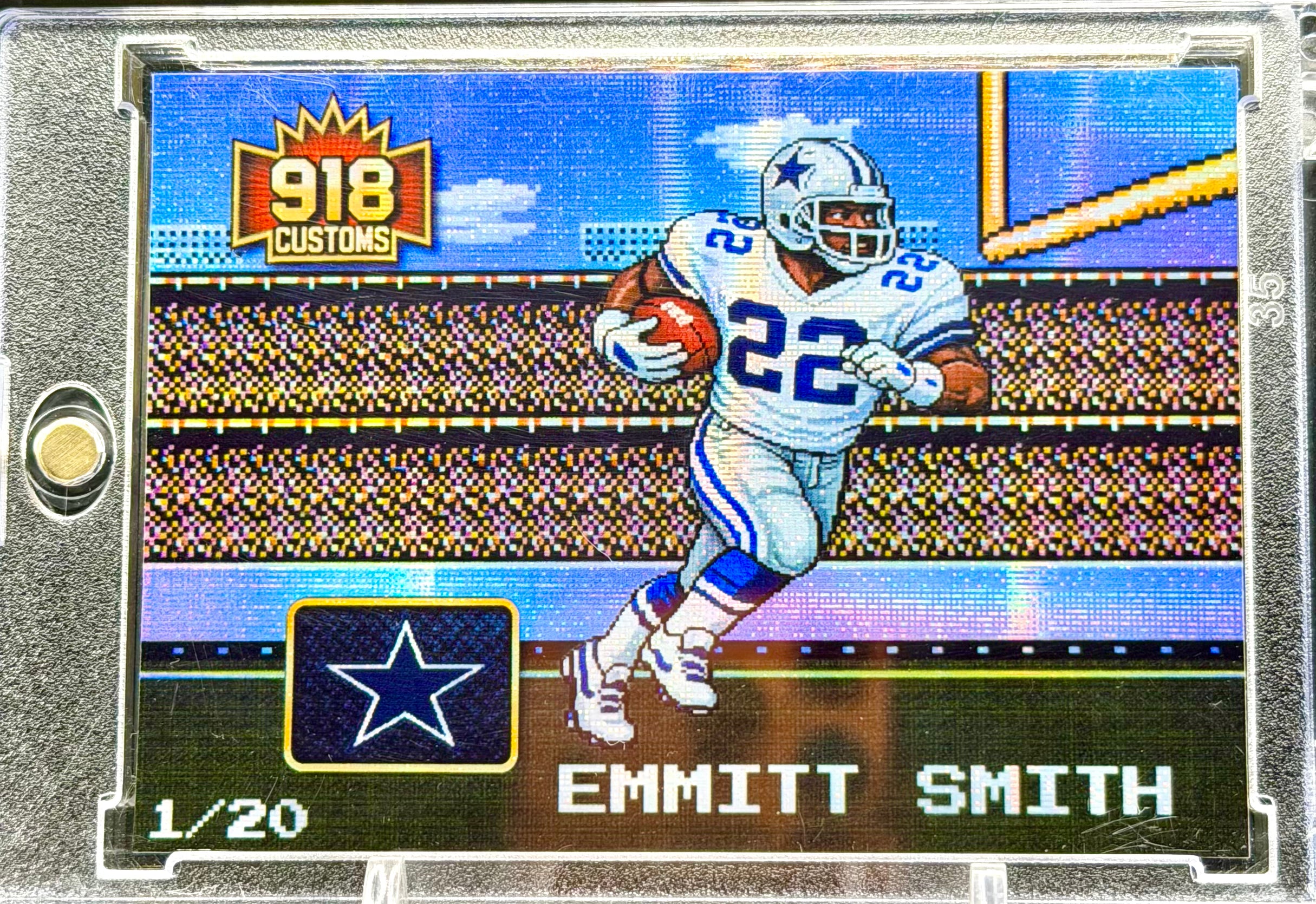 Emmitt Smith 8-Bit Holographic SP Card – Dallas Cowboys Retro Pixel Art – 1/20 Limited Edition – 918 Customs Premium Collectible