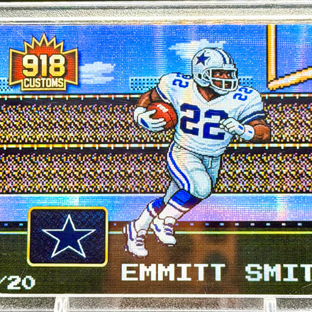Emmitt Smith 8-Bit Holographic SP Card – Dallas Cowboys Retro Pixel Art – 1/20 Limited Edition – 918 Customs Premium Collectible