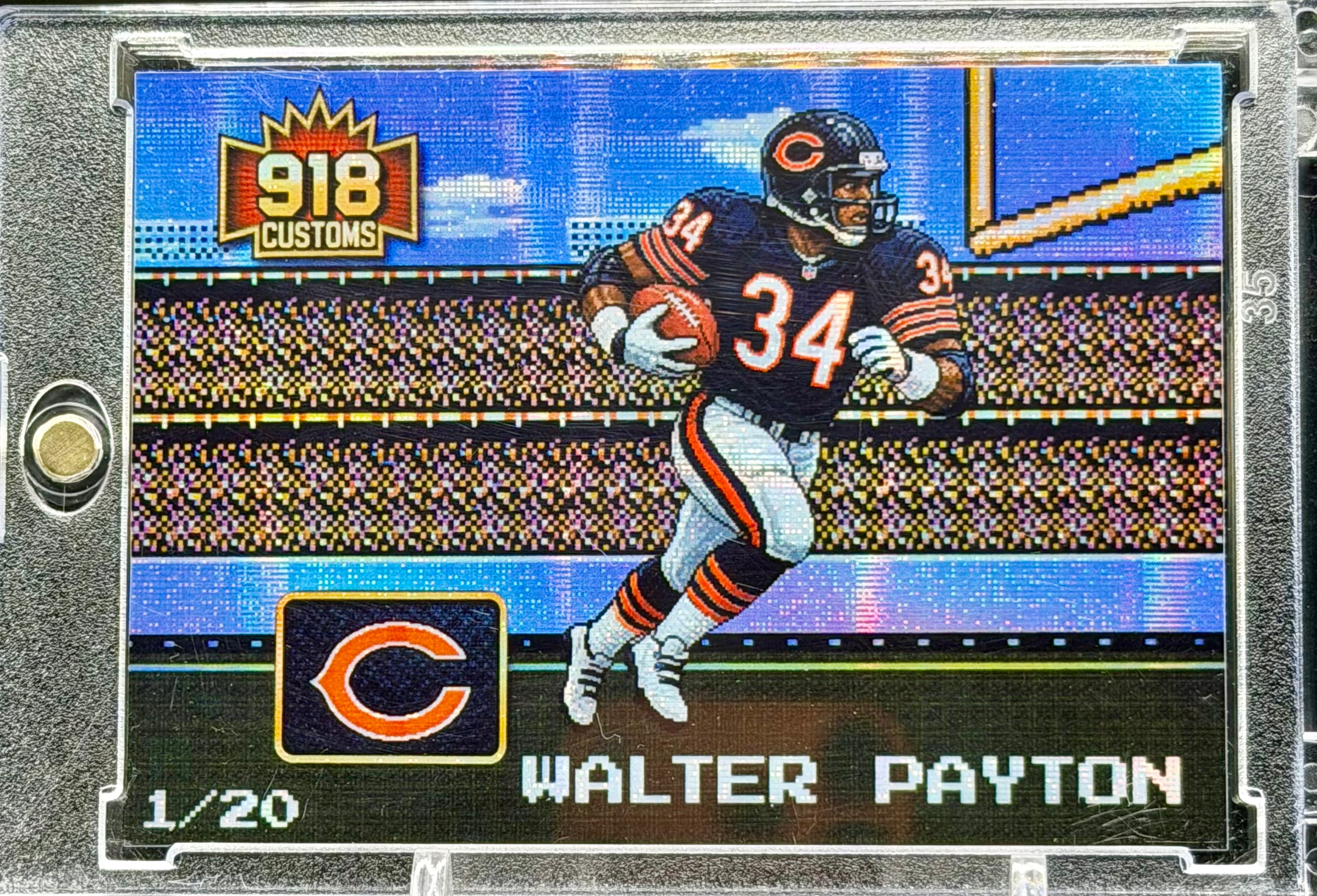 Walter Payton 8-Bit Holographic SP Card – Chicago Bears Retro Pixel Art – 1/20 Limited Edition – 918 Customs Premium Collectible