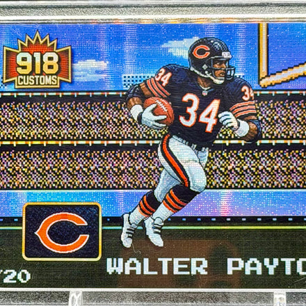 Walter Payton 8-Bit Holographic SP Card – Chicago Bears Retro Pixel Art – 1/20 Limited Edition – 918 Customs Premium Collectible