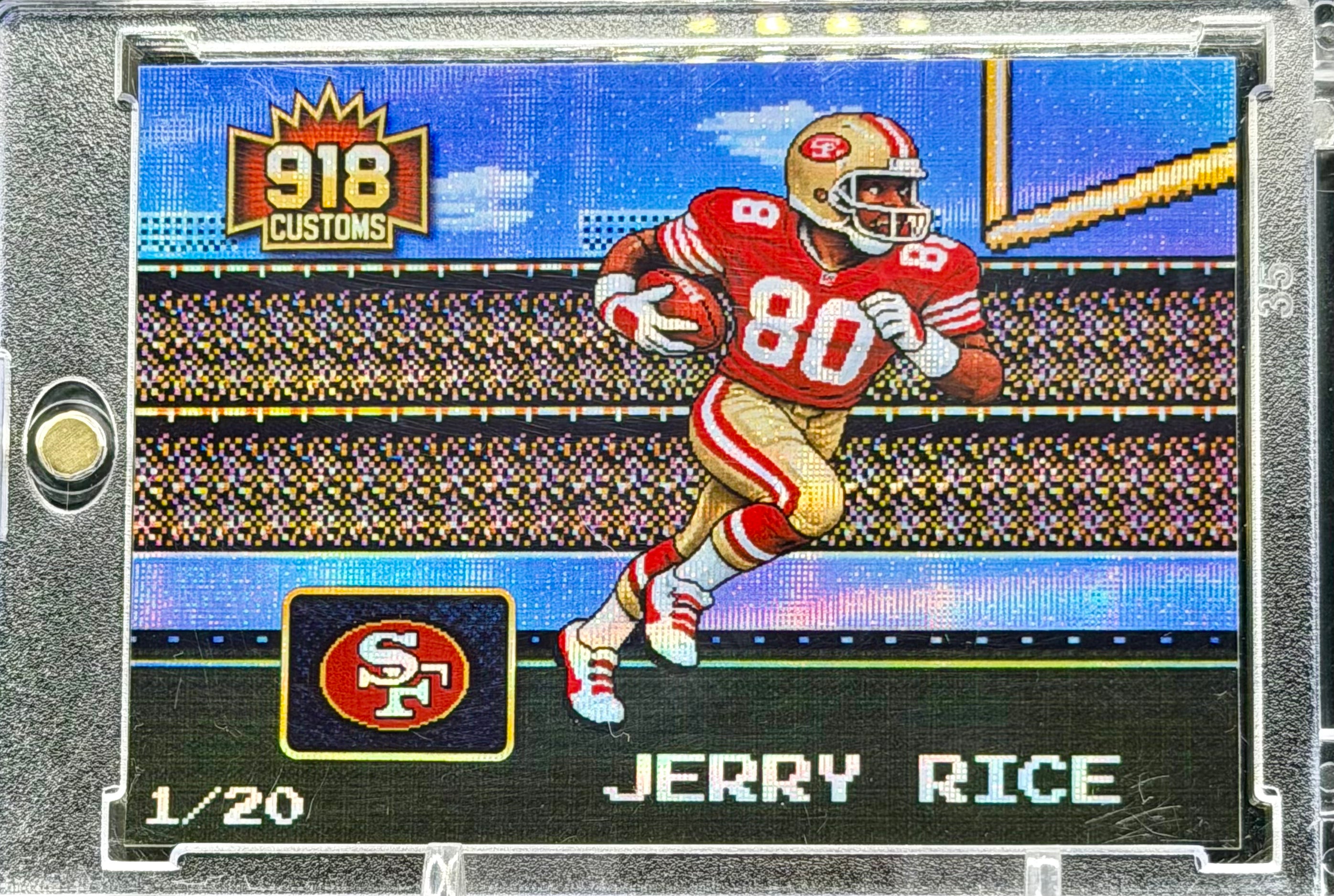 Jerry Rice 8-Bit Holographic SP Card – San Francisco 49ers Retro Pixel Art – 1/20 Limited Edition – 918 Customs Premium Collectible